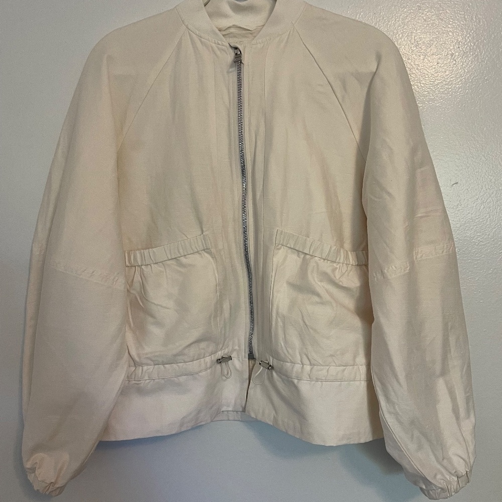 Athleta x Alicia Keys Enlighten Up Linen Bomber | White | Size XXS Women